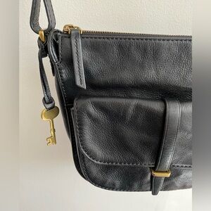 Fossil Ryder Black Leather Crossbody Bag